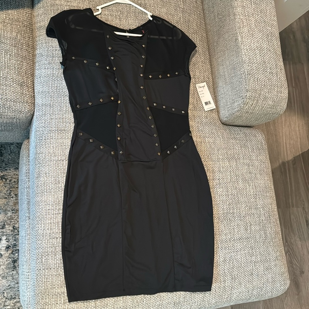 New with tag, black studded dress, size XL
